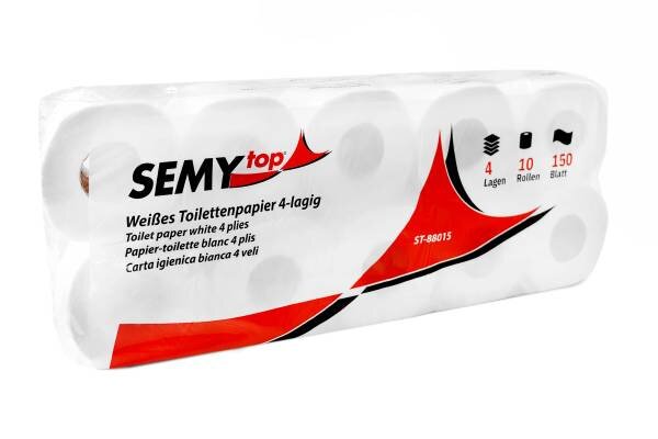 Toilettenpapier, 4 Lagen, 150 Blatt, Großpackung, 80 Rollen (8 x 10)