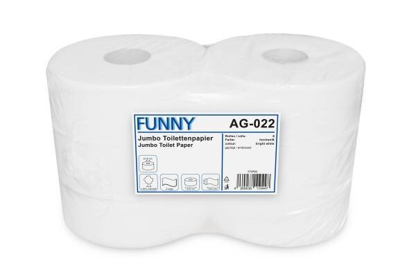 Jumbo-Toilettenpapier 2-lagig, hochweiß geprägt, 6 Rollen