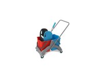 Doppelfahrwagen, Eimer 2x25 Liter rot & blau,...