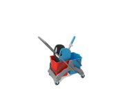 Doppelfahrwagen, Eimer 2x25 Liter rot & blau,...