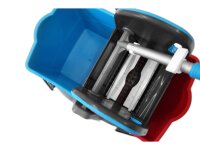 Doppelfahrwagen, Eimer 2x25 Liter rot & blau, Mopp-Presse