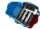 Doppelfahrwagen, Eimer 2x25 Liter rot & blau, Mopp-Presse