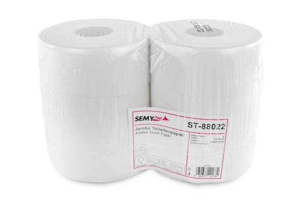 Jumbo-Toilettenpapier 2-lagig, Zellstoff, 6 Rollen