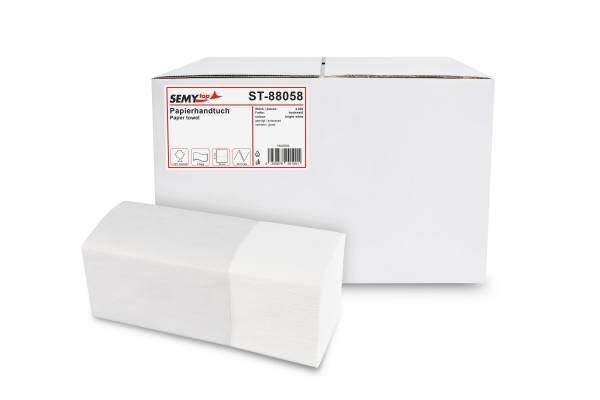 Papierhandtuch 2-lagig V-Falz hochweiß, Karton à 4.000 Blatt