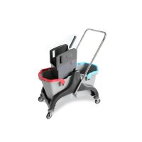 Doppelfahrwagen, Eimer 2x25 Liter - Black Edition