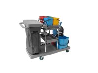Reinigungswagen, 4x5 + 2x18 Liter Eimer, Mopp-Presse