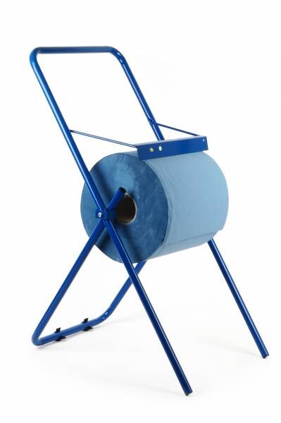 Putzrollen-Spender Bodenständer, blau, Stahl, bis 30cm