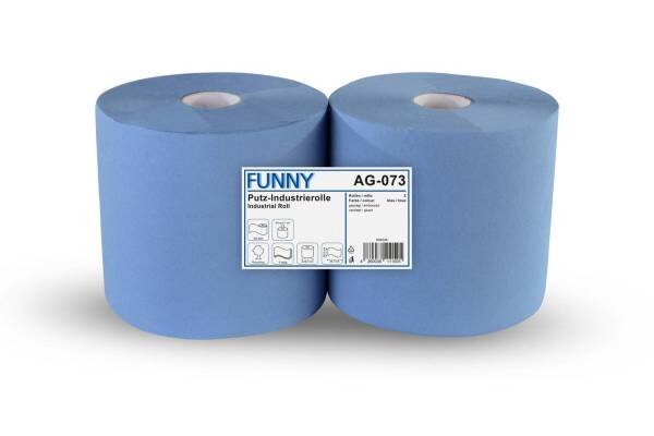 Industriepapierrolle, 3-lagig, 100% Recycling, blau, 2 Rollen à 500 Blatt