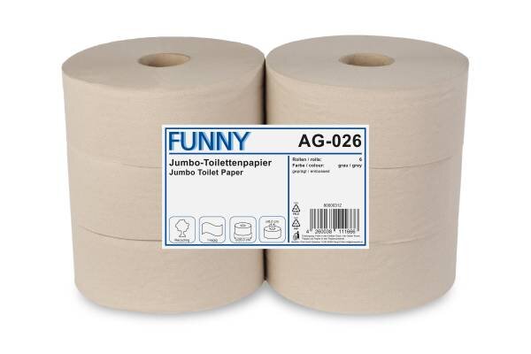 Jumbo Toilettenpapier, 1-lagig, Recycling, geprägt, 6 Rollen