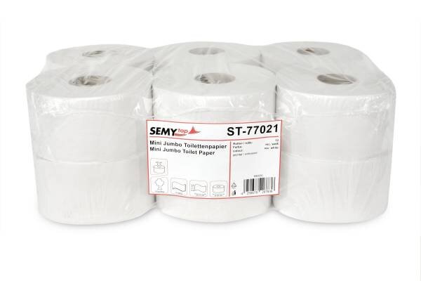 Mini Jumbo Toilettenpapier 19cm Durchmesser, 12 Rollen