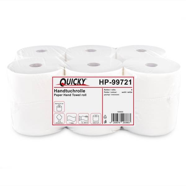 Handtuchrolle, 1-lagig, Zellstoffmix, 6 Rollen