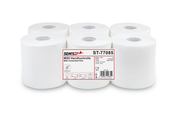 Handtuchrolle 2-lagig, MIDI, Zellstoff, Ø19,5 cm, 6 Rollen