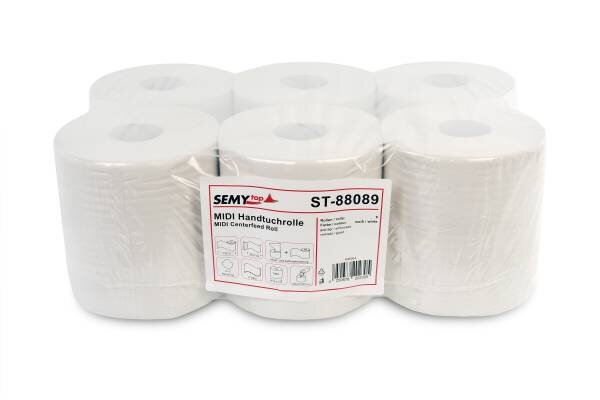 Handtuchrolle, 2-lagig, 100% Recycling, reißfest, 6 Rollen