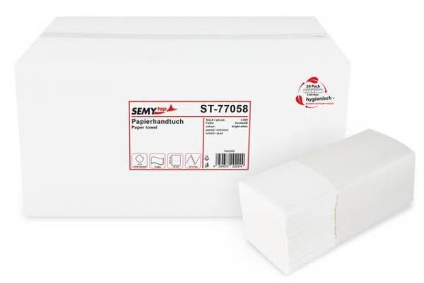 Papierhandtuch 2-lagig ZZ/V-Falz, Zellstoff, Karton à 4.000 Blatt