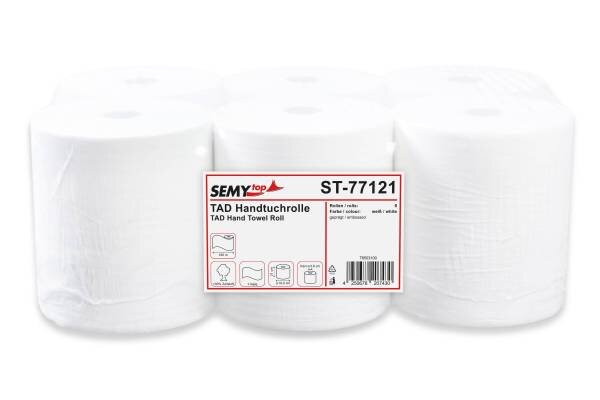 TAD Premium Handtuchpapier-Rolle, 1-lagig, Zellstoff, 6 Rollen