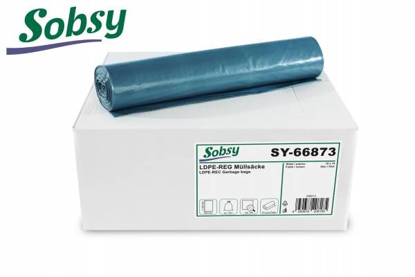 LDPE-Müllsäcke blau gerollt, 120 l, Typ 100, 150 Stück (10 Rollen à 15)