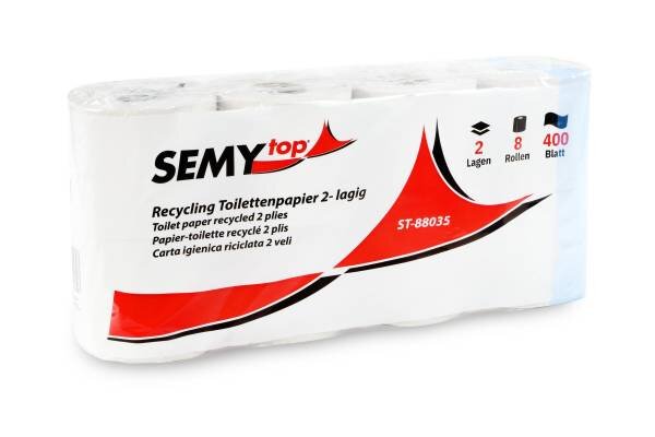 Toilettenpapier, 2 Lagen, Recycling, 400 Blatt, 56 Rollen (7 x 8)